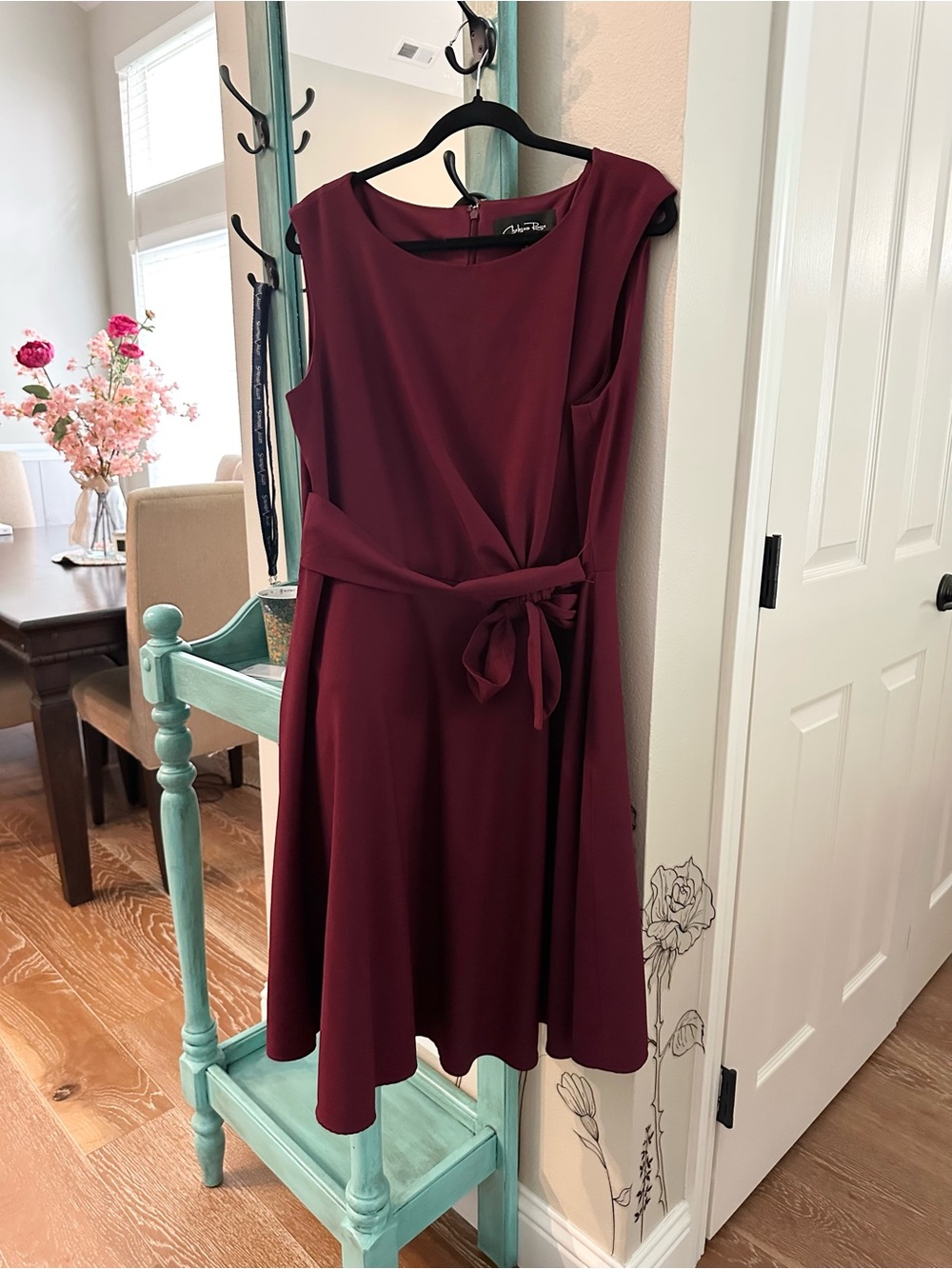 Chelsea Rose Maroon A-Line Wedding Guest Cocktail Dress, Size 14